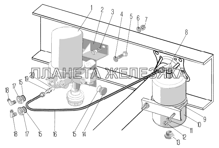 Установка регулятора давления и баллона адсорбера УРАЛ-532361