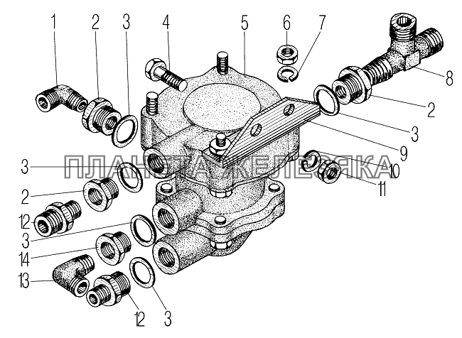 Установка клапана управления тормозами прицепа для автомобилей для автомобилей Урал 532361 и 532362 УРАЛ-532361
