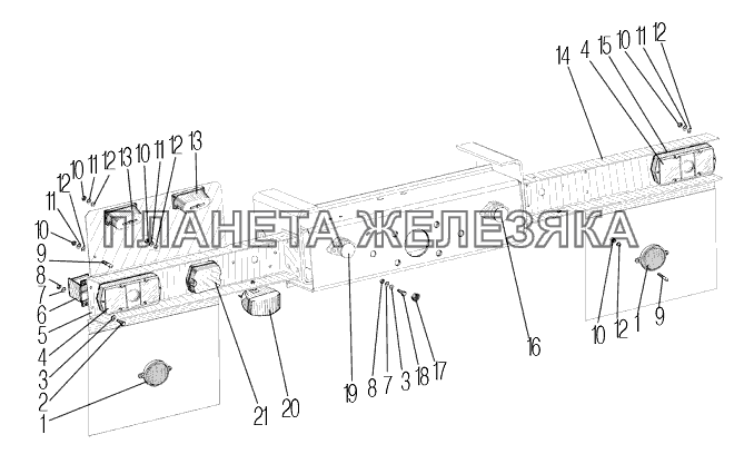 Установка задних осветительных приборов для автомобилей Урал 532361 и 532362 УРАЛ-532361