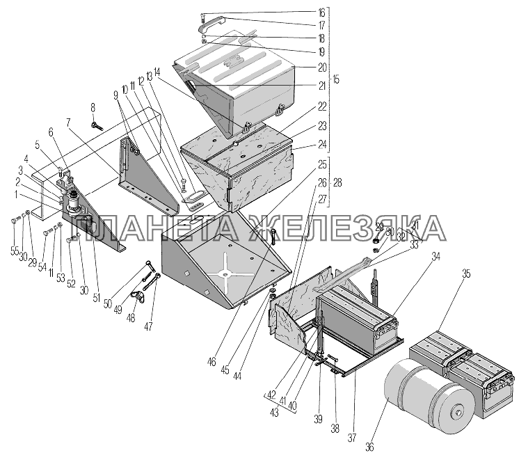 Установка контейнера аккумуляторных батарей УРАЛ-532361