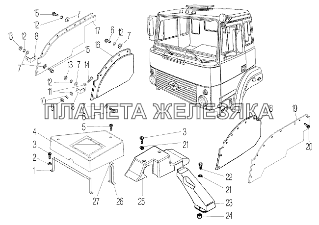 Установка шумоизоляции и накладки мотоотсека УРАЛ-532361