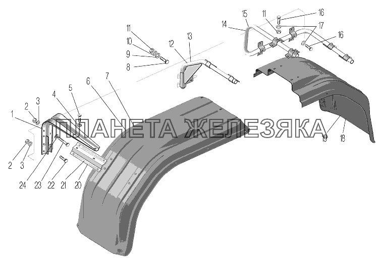 Установка задних крыльев для автомобилей Урал 542301 УРАЛ-532361