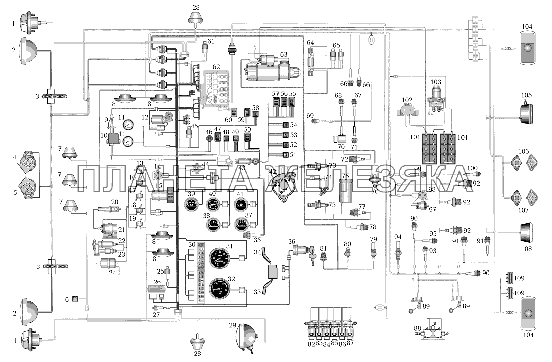 Монтажная схема электрооборудования УРАЛ-532361