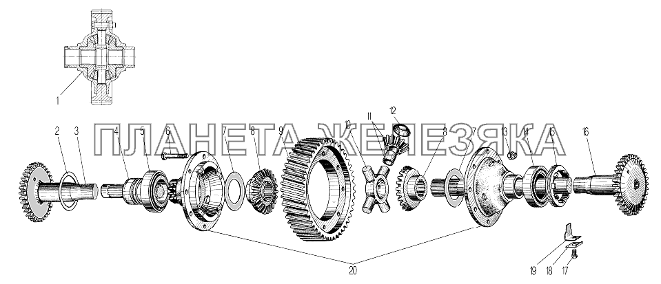 Дифференциал и полуоси среднего и заднего мостов УРАЛ-532361