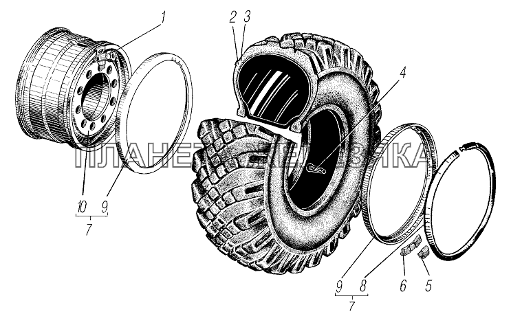 Колесо и шина УРАЛ-532361