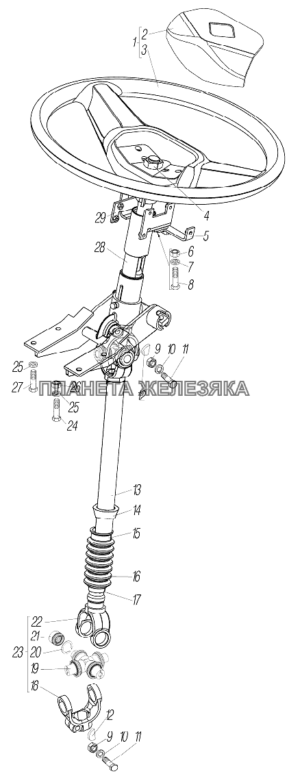 Колесо и вал рулевого управления УРАЛ-532361