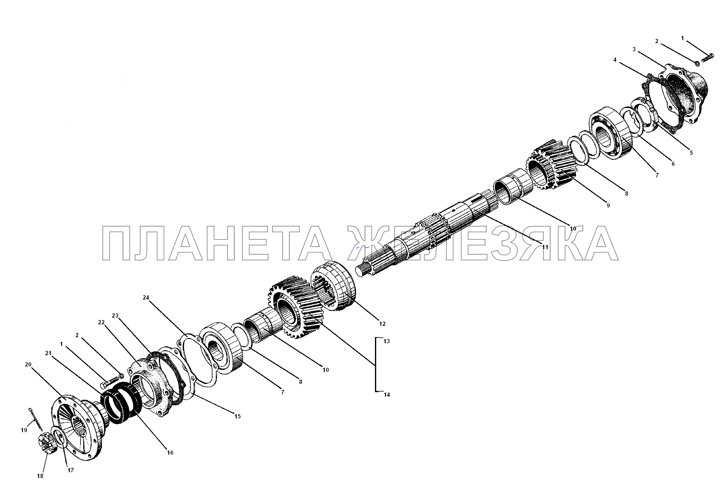 Первичный вал раздаточной коробки УРАЛ-5557-31