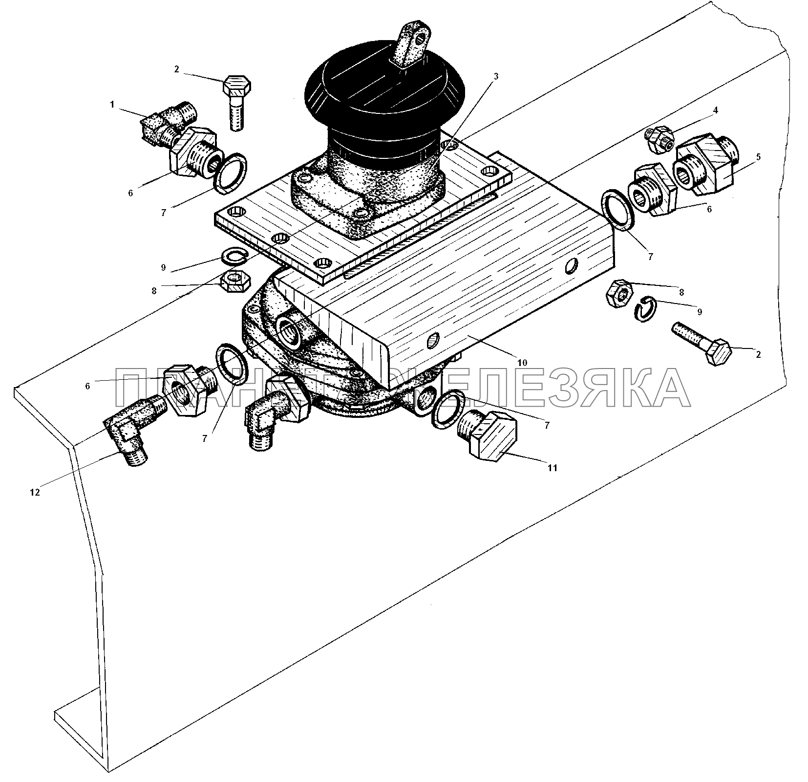 Установка тормозного крана УРАЛ-5557-31