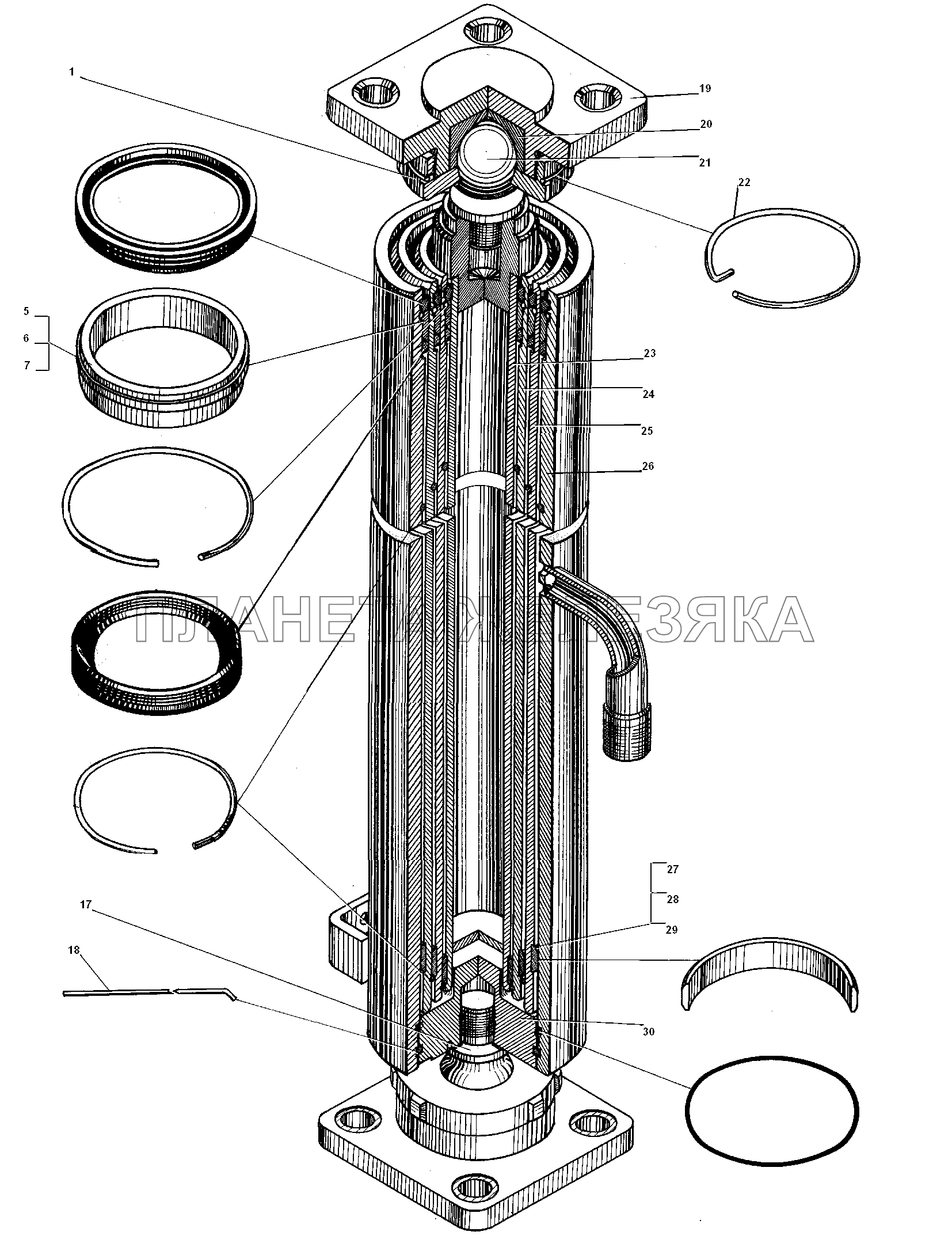 Гидроцилиндр подъема платформы УРАЛ-5557-31