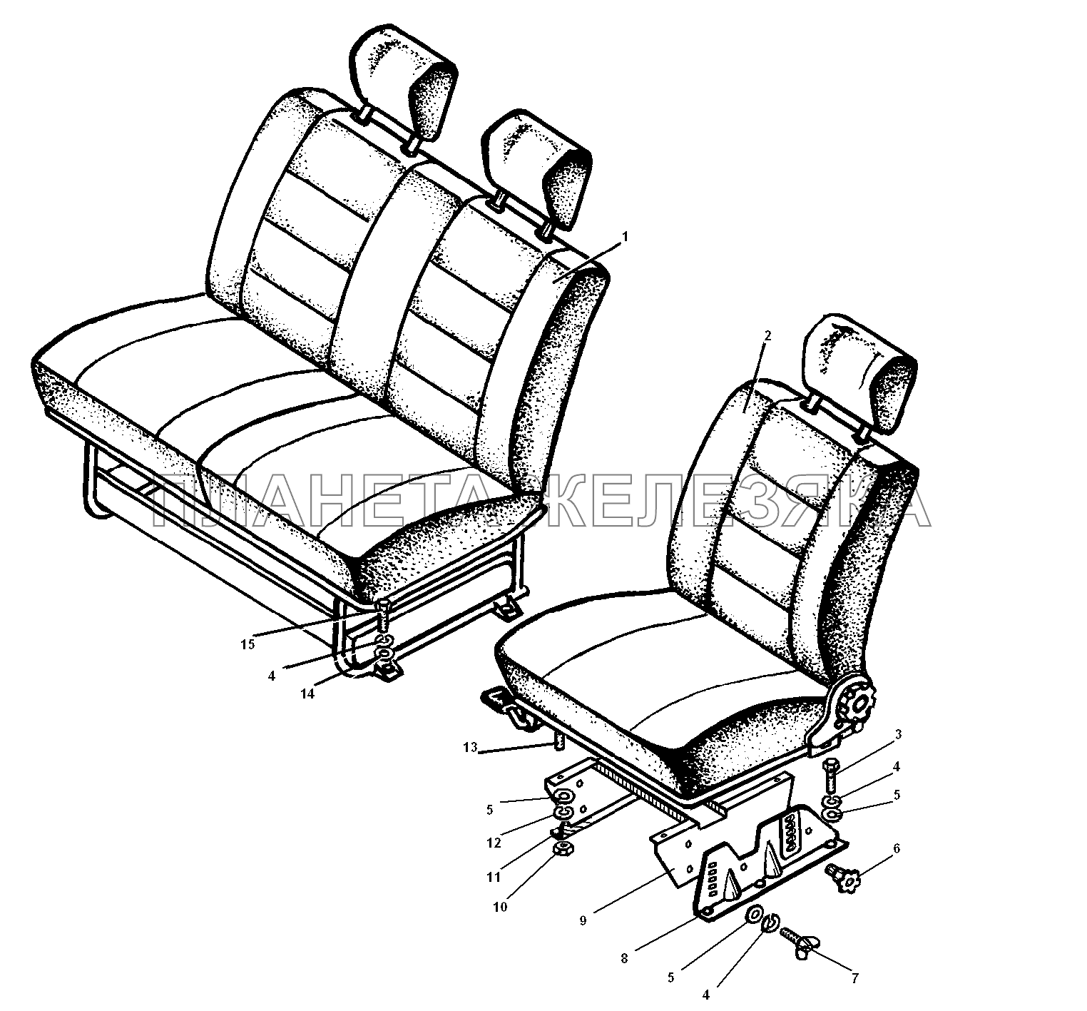 Сиденья водителя и пассажиров исполнение 2 УРАЛ-5557-31