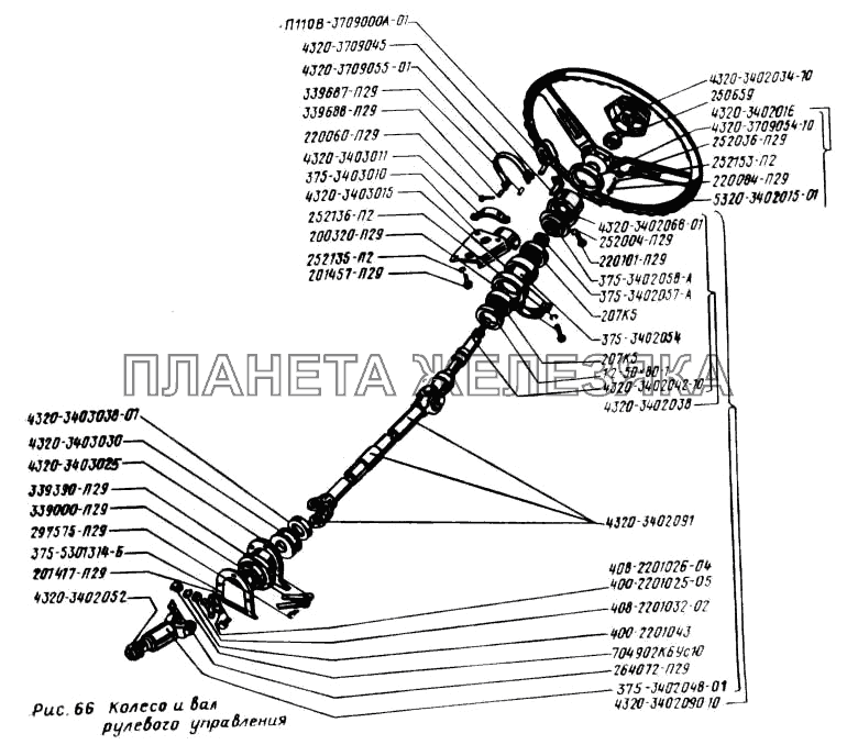 Колесо и вал рулевого управления УРАЛ-5557