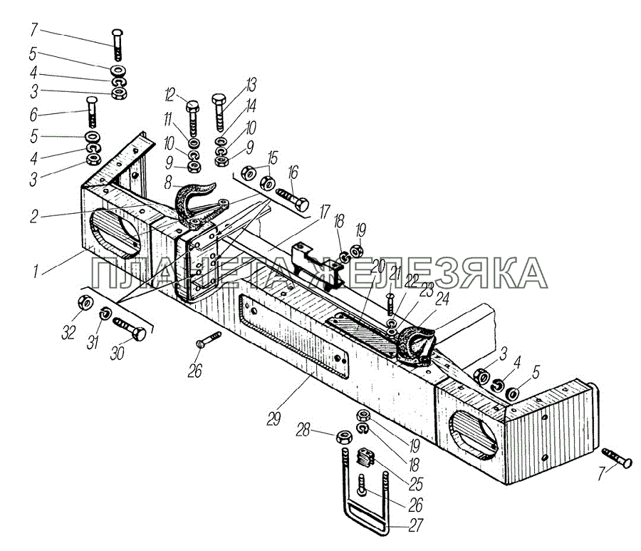 Передний буфер и буксирные крюки УРАЛ-55571-1121-70