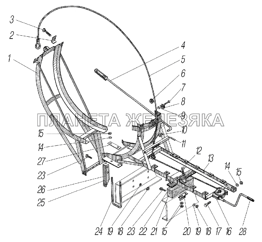 Вертикальный держатель запасного колеса УРАЛ-55571-1121-70