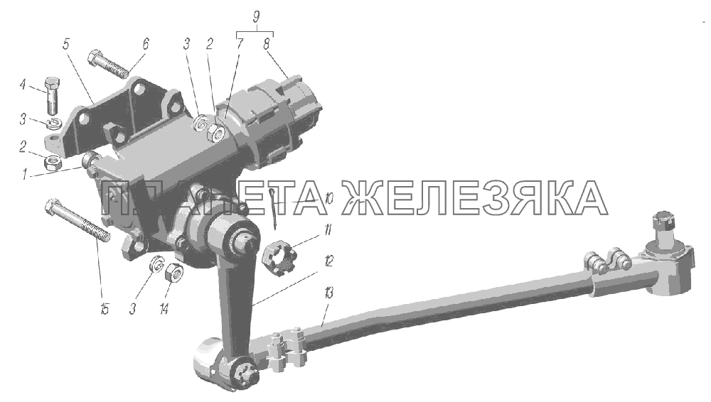 Установка рулевого механизма УРАЛ-55571-1121-70