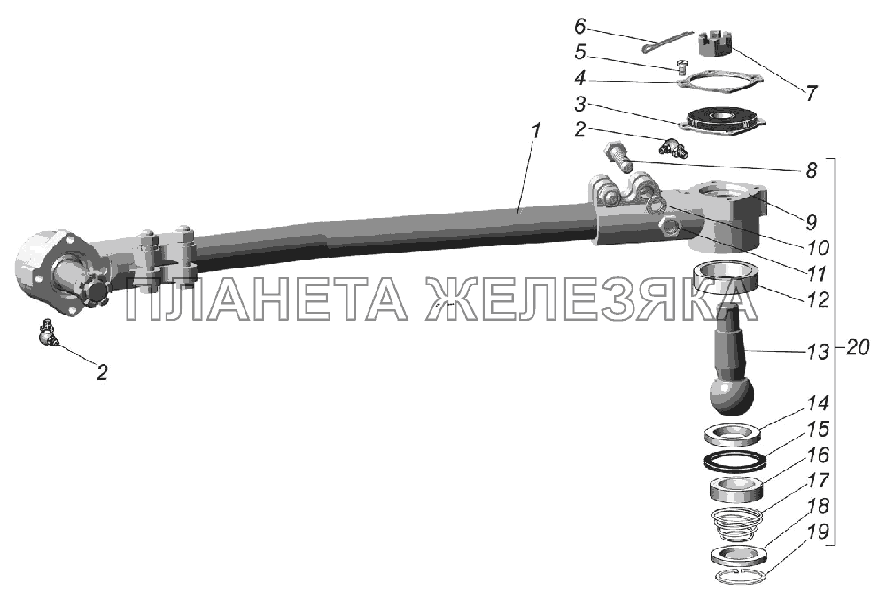 Тяга сошки рулевого управления УРАЛ-55571-1121-70