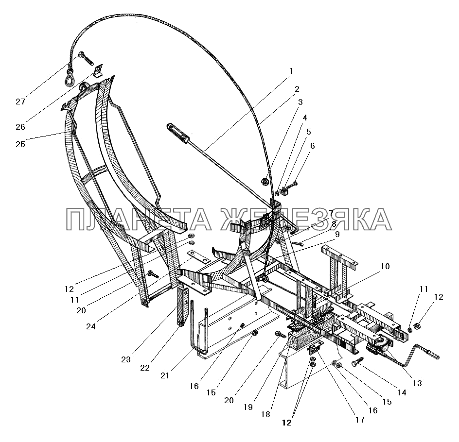 Вертикальный держатель запасного колеса УРАЛ-55571-40