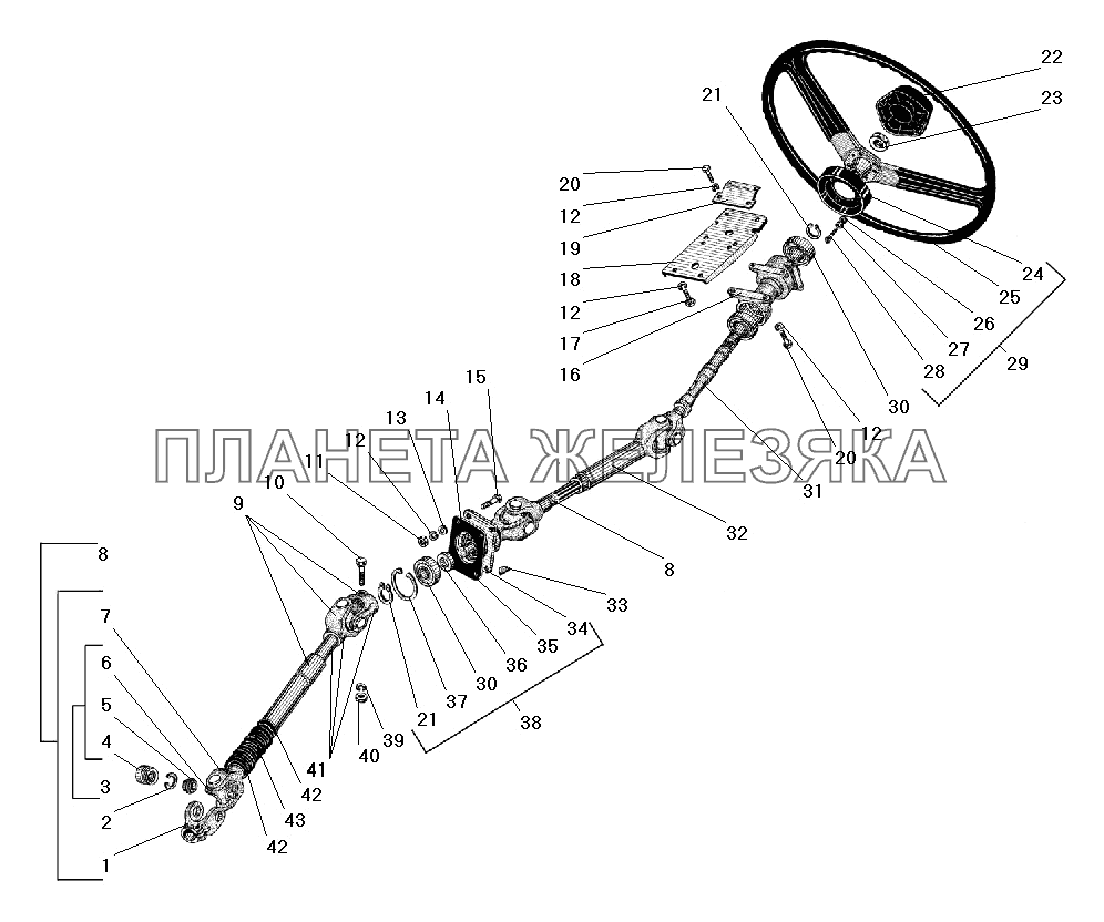 Колесо и вал рулевого управления УРАЛ-55571-40