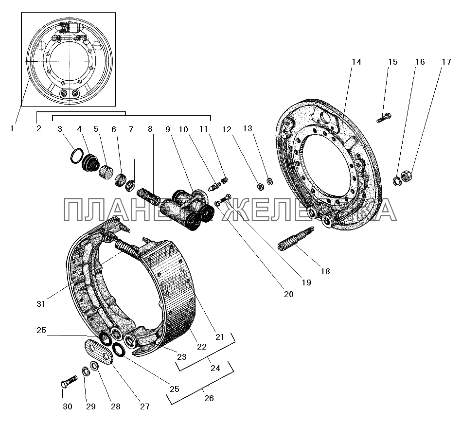 Рабочий тормоз без АБС УРАЛ-55571-40