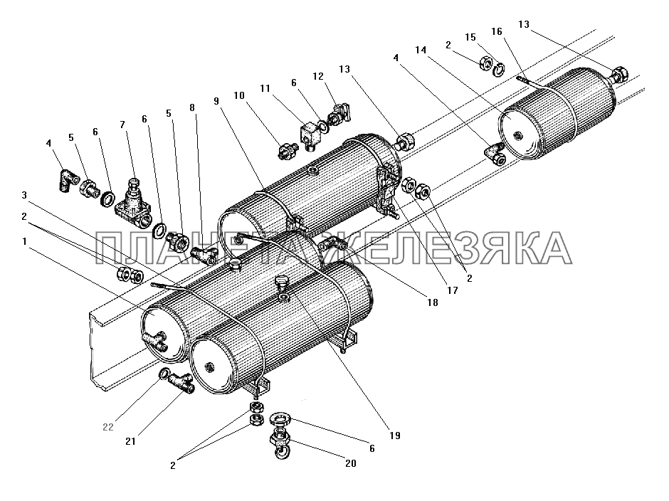 Установка воздушных баллонов без АБС УРАЛ-55571-40