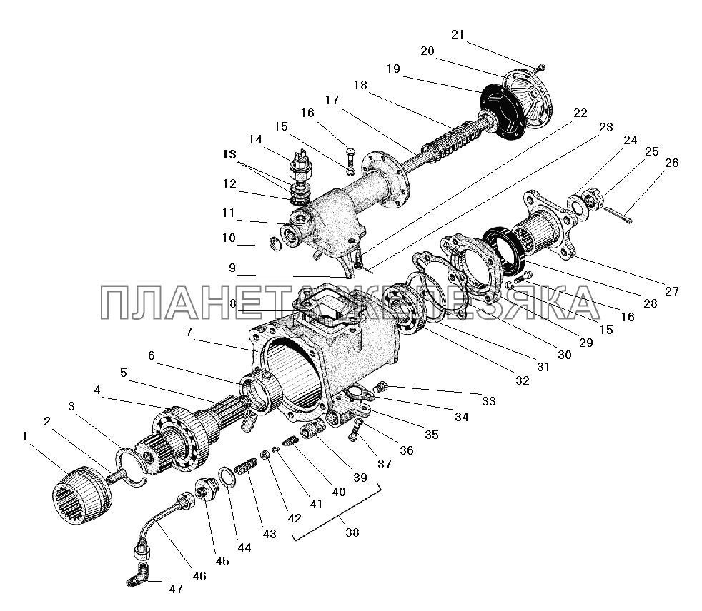 Коробка дополнительного отбора мощности УРАЛ-55571-40