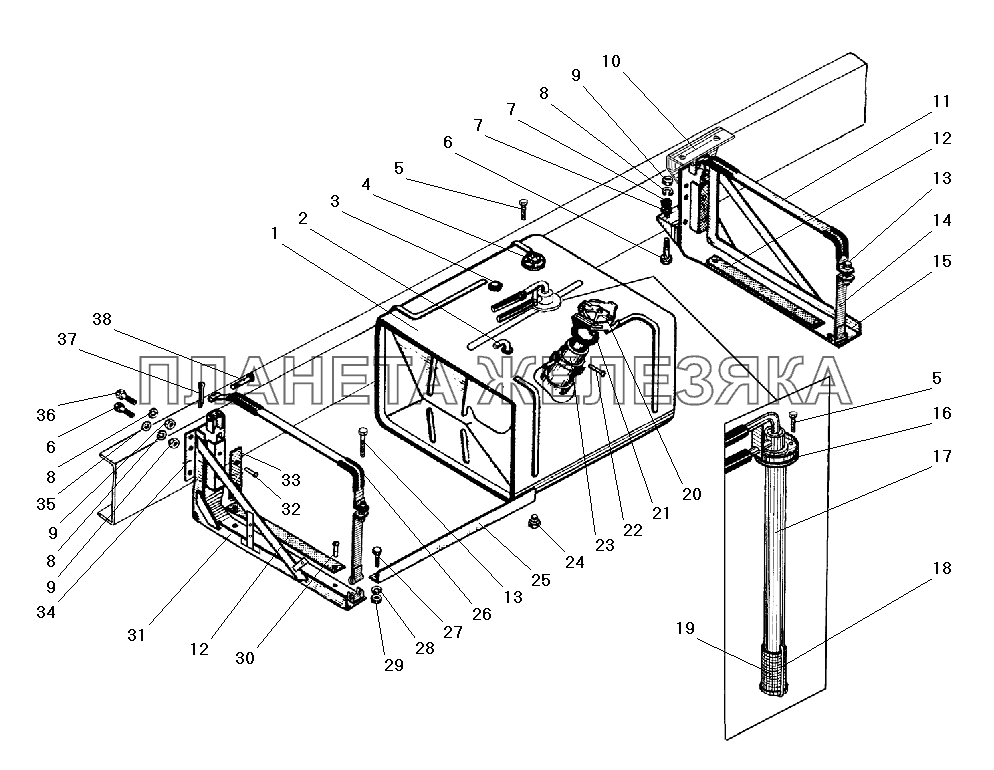 Основной топливный бак УРАЛ-55571-40