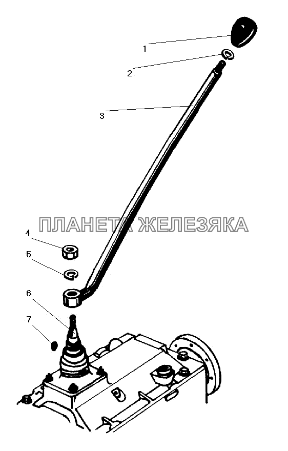 Установка рычага переключения передач коробки передач УРАЛ-55571-40