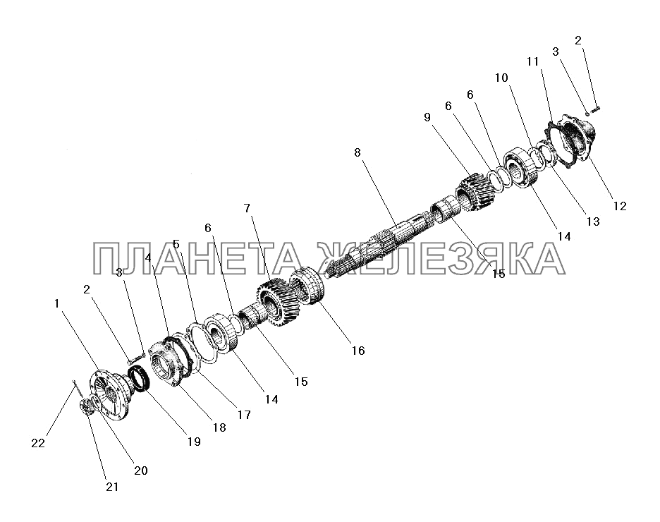 Первичный вал раздаточной коробки УРАЛ-55571-40