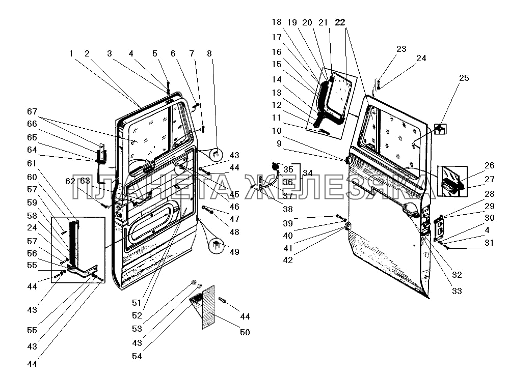 Двери кабины УРАЛ-5557-40