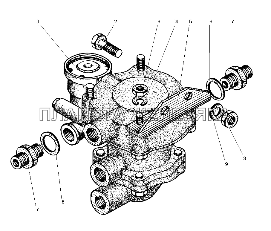 Установка клапана прицепа с защитным клапаном УРАЛ-5557-40