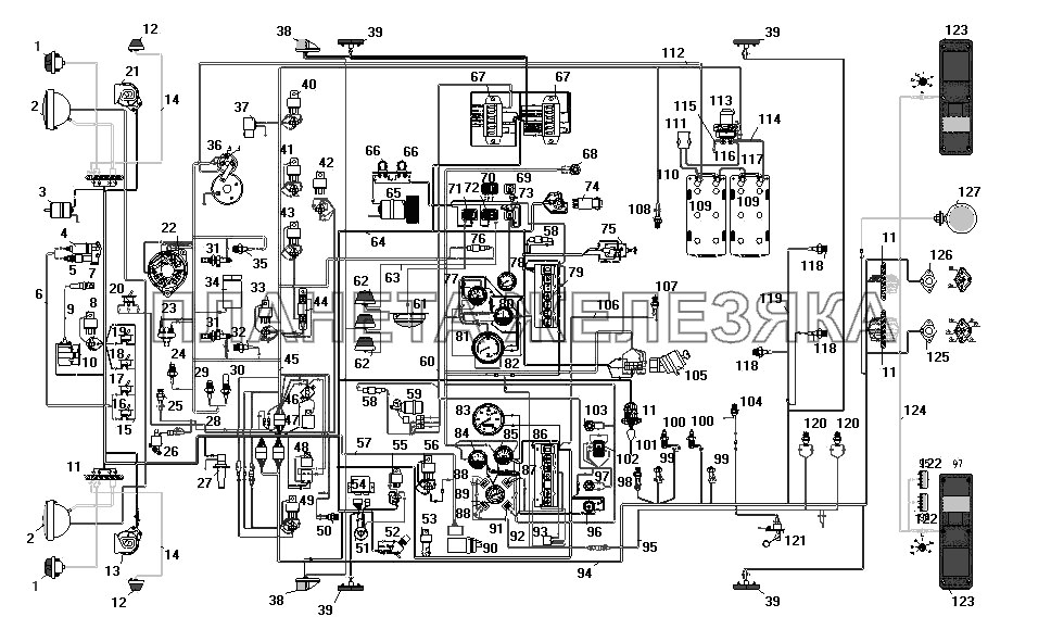 Схема электрооборудования УРАЛ-5557-40