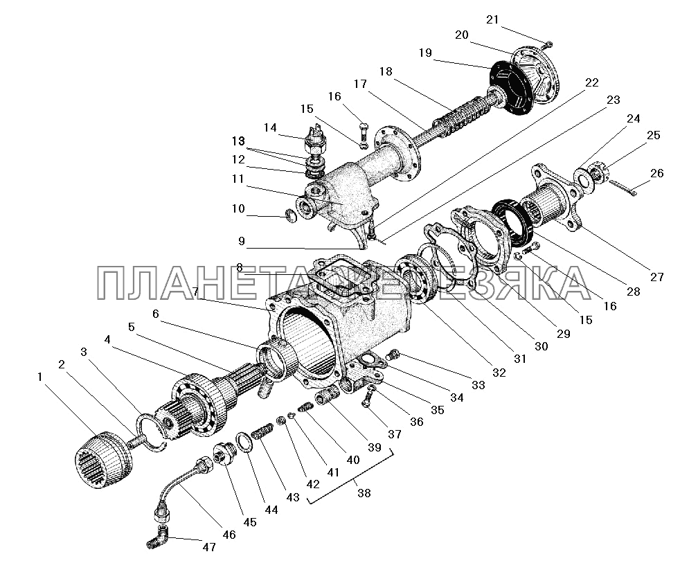 Коробка дополнительного отбора мощности УРАЛ-5557-40 Коробка дополнительного отбора мощности УРАЛ-5557-40