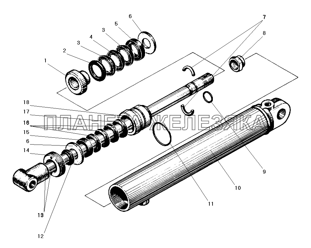 Гидроцилиндр закрывания боковых бортов платформы УРАЛ-5557-40