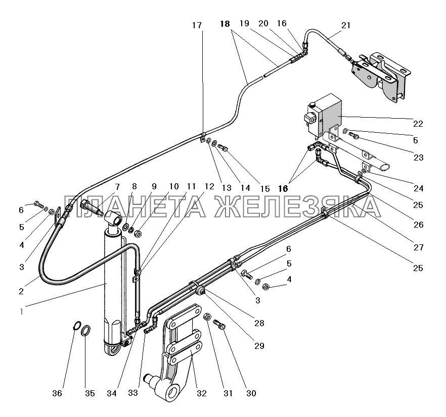 Механизм опрокидывания кабины УРАЛ-63674