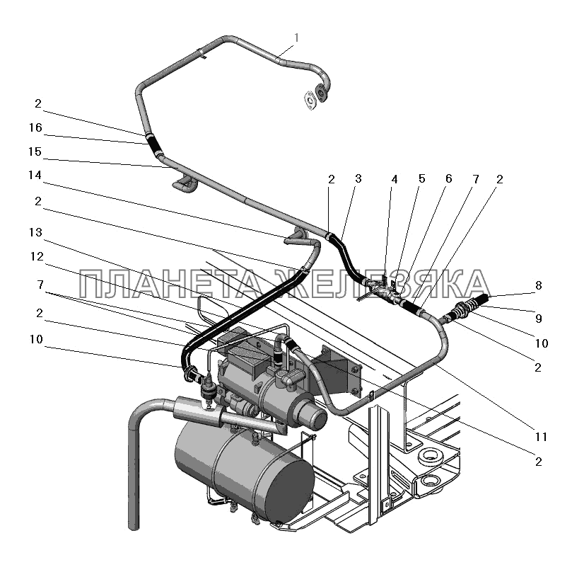 Трубопроводы и шланги системы предпускового подогрева двигателя УРАЛ-63674