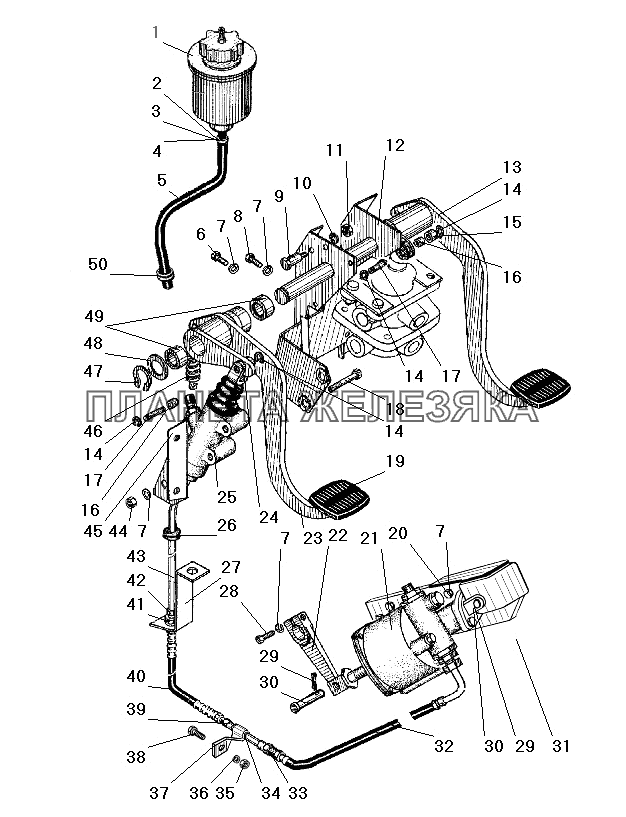 Привод педалей сцепления и тормоза УРАЛ-63674