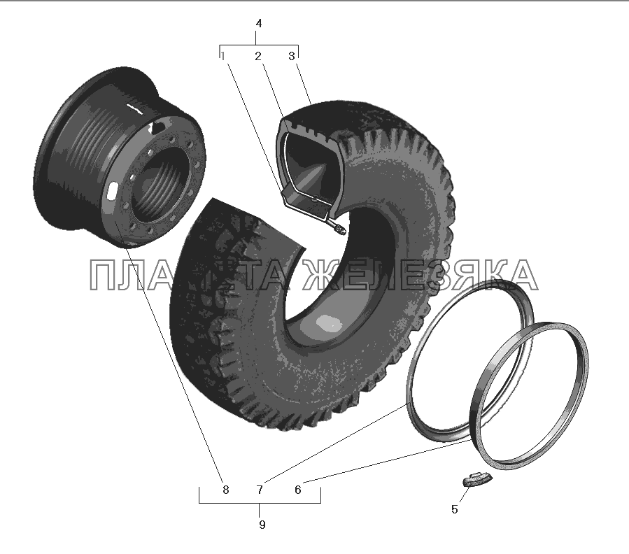 Колеса и шины для камерных шин УРАЛ-63674