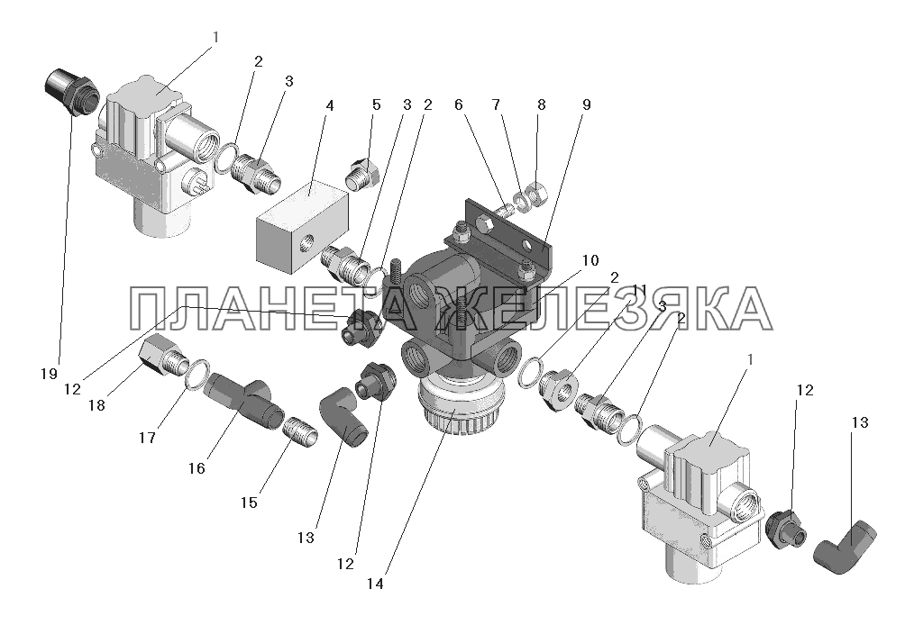Установка клапана ускорительного с модуляторами УРАЛ-63685