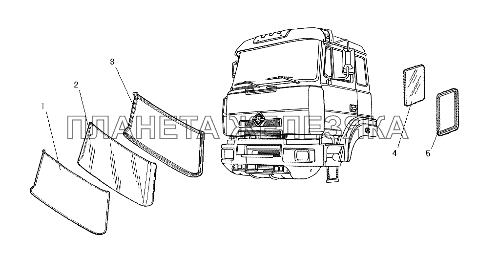 Стекло ветровое УРАЛ-63685