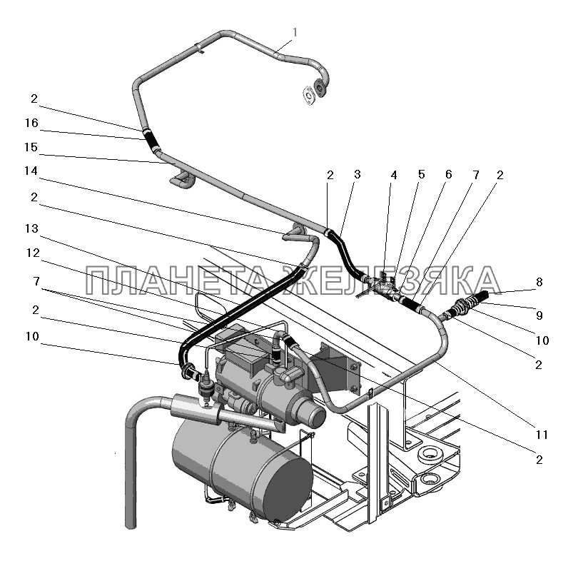 Трубопроводы и шланги системы предпускового подогрева двигателя УРАЛ-63685