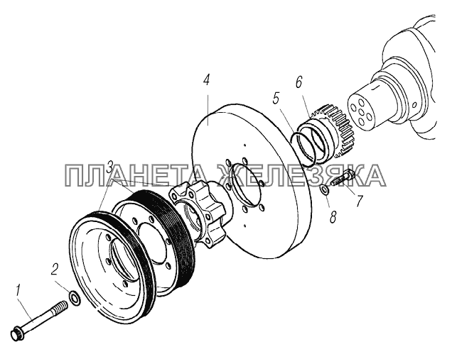 Демпфер и шкивы вала коленчатого УРАЛ-6370-1151