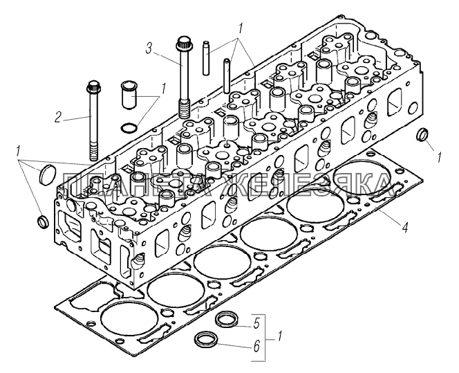 Головка блока цилиндров, прокладка головки блока цилиндров УРАЛ-6370-1121