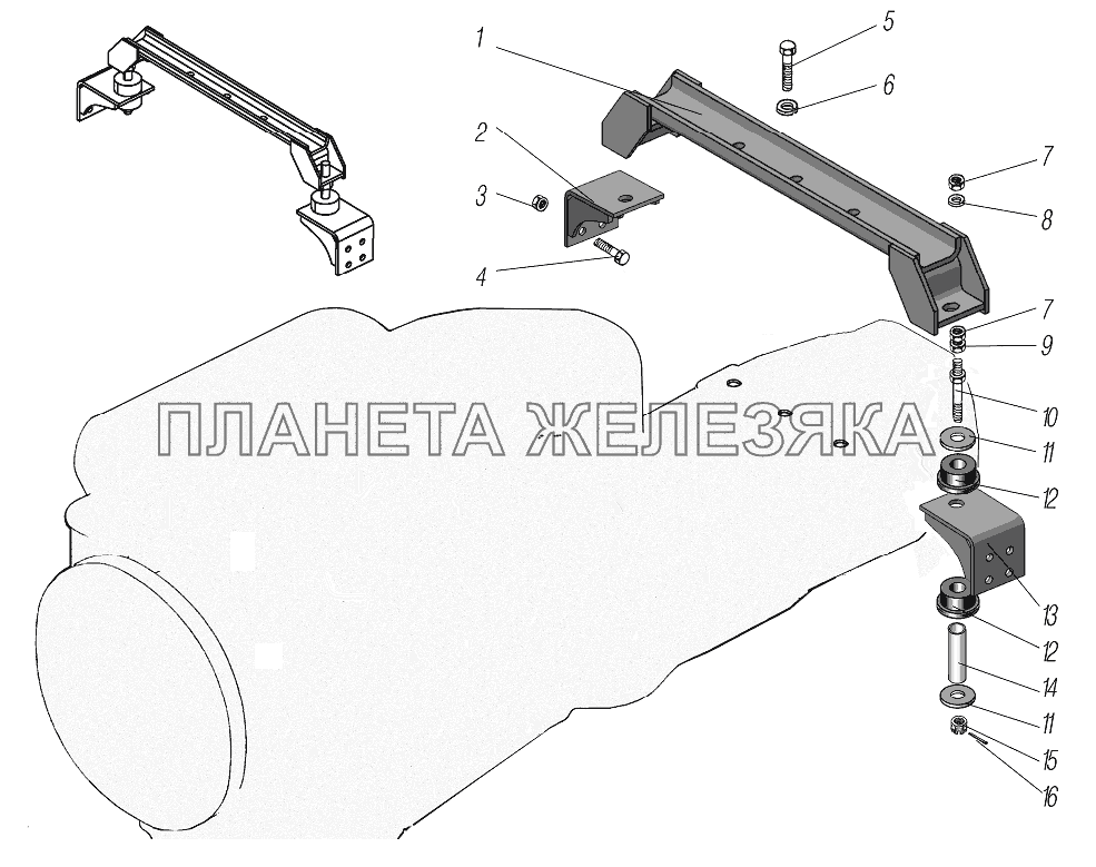 Установка балки задней опоры УРАЛ-6370-1121