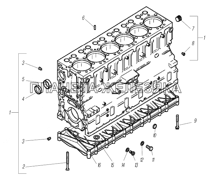 Блок цилиндров двигателя УРАЛ-6370-1151