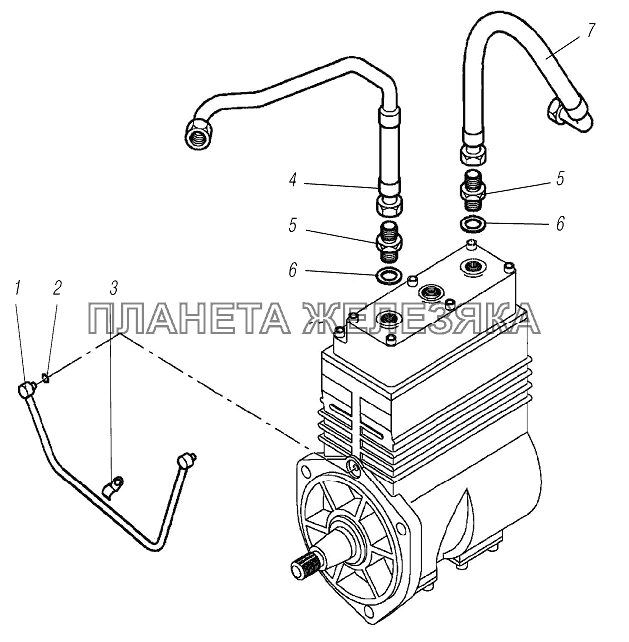 Трубки подвода смазки, подвода и отвода охлаждающей жидкости компрессора воздушного УРАЛ-63704
