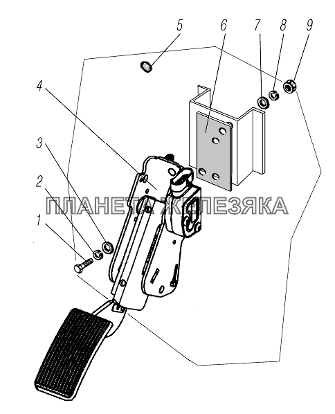 Установка педали акселератора УРАЛ-63704