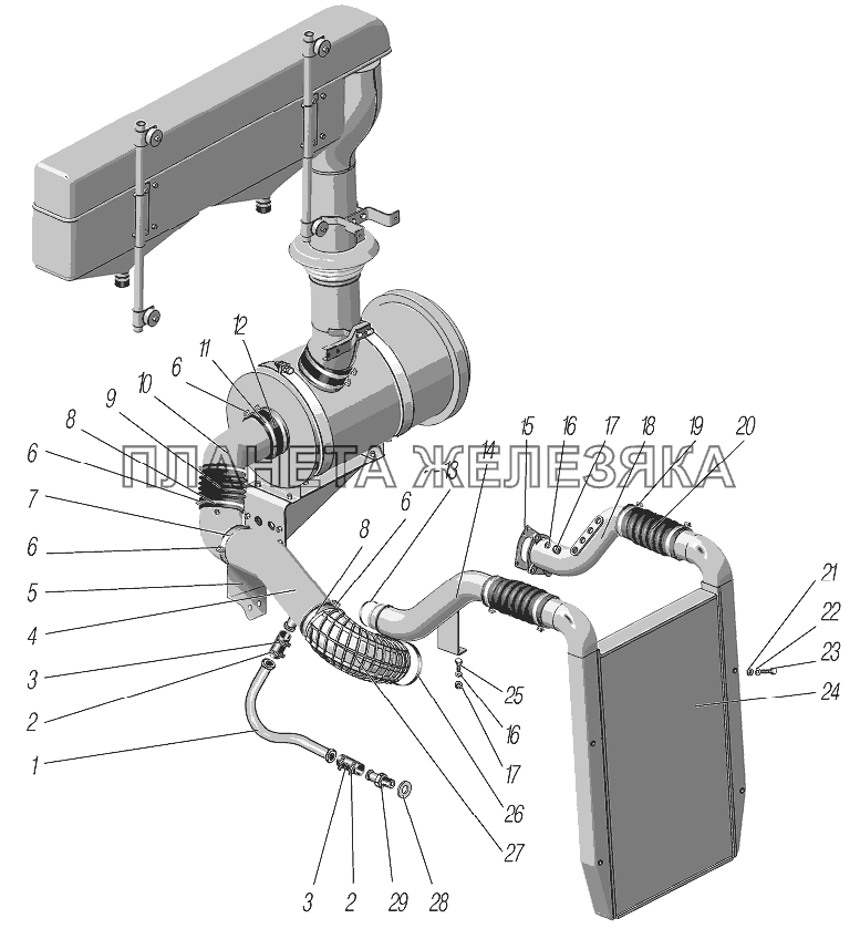 Система питания двигателя воздухом УРАЛ-6370-1151