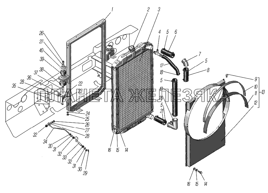 Радиатор системы охлаждения УРАЛ-6370-1151