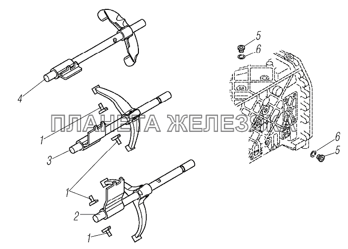 Штоки вилок переключения передач УРАЛ-6370-1121