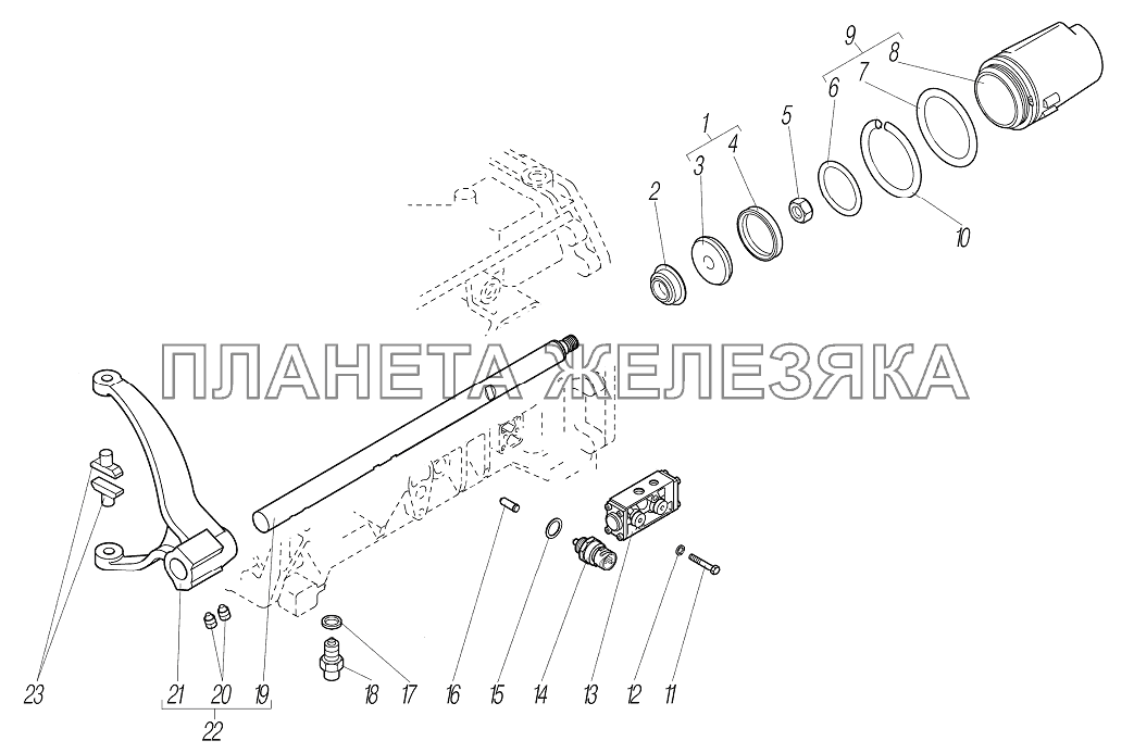 Механизм управления демультипликатором УРАЛ-6370-1121