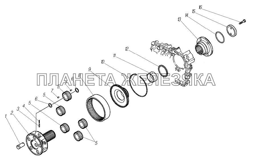 Привод планетарной передачи УРАЛ-63704